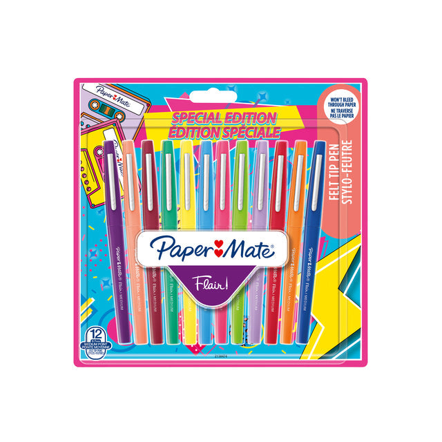 Paper Mate - Filz -Tip Pen Flair Retro, Blasen von 12 Teilen