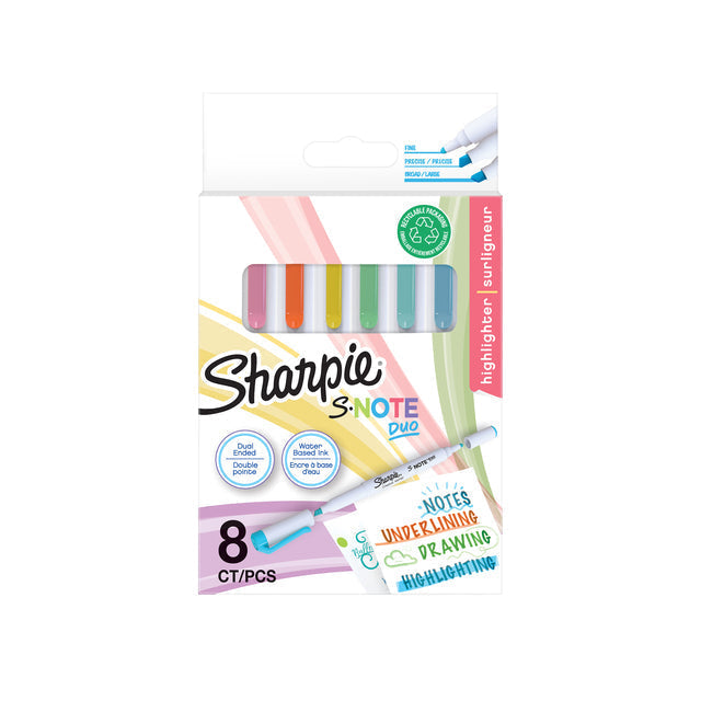 Sharpie - Markeerstift ie s-note duo 8st assorti