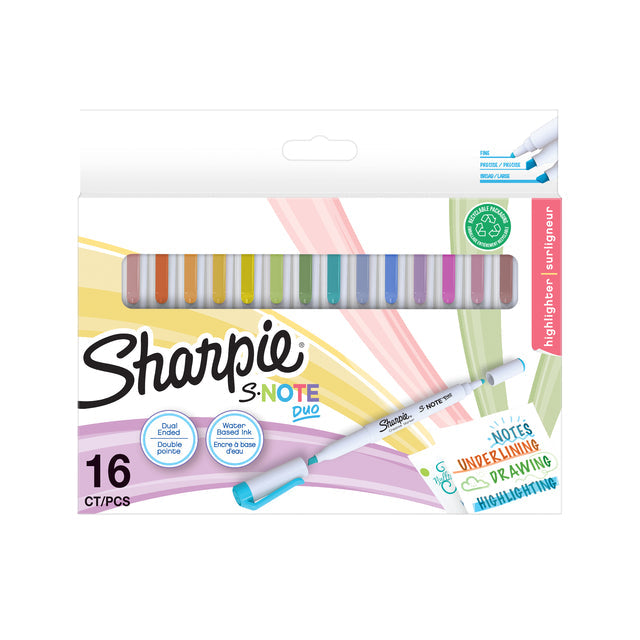 Sharpie - Markeerstift ie s-note duo 16st assorti