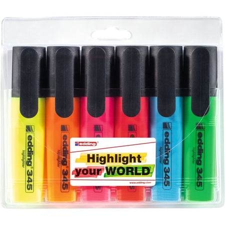 Edding - Surligneur 345 2-5mm assorti lot de 6 pièces