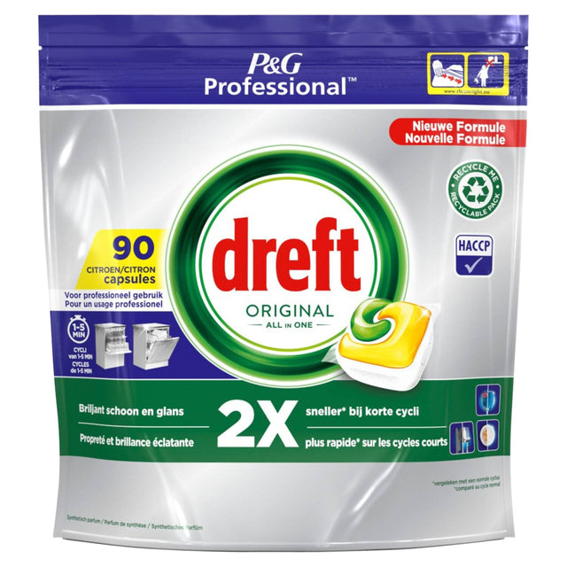 Dreft - Agent de lave-vaisselle citron original, 90 capsules