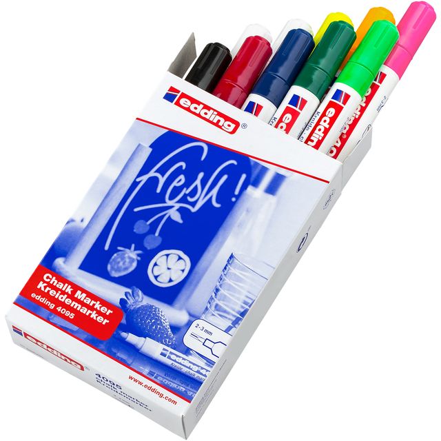 Edding - Kreidemarker 4095 rund 2-3mm sortierte Box mit 10 Stück