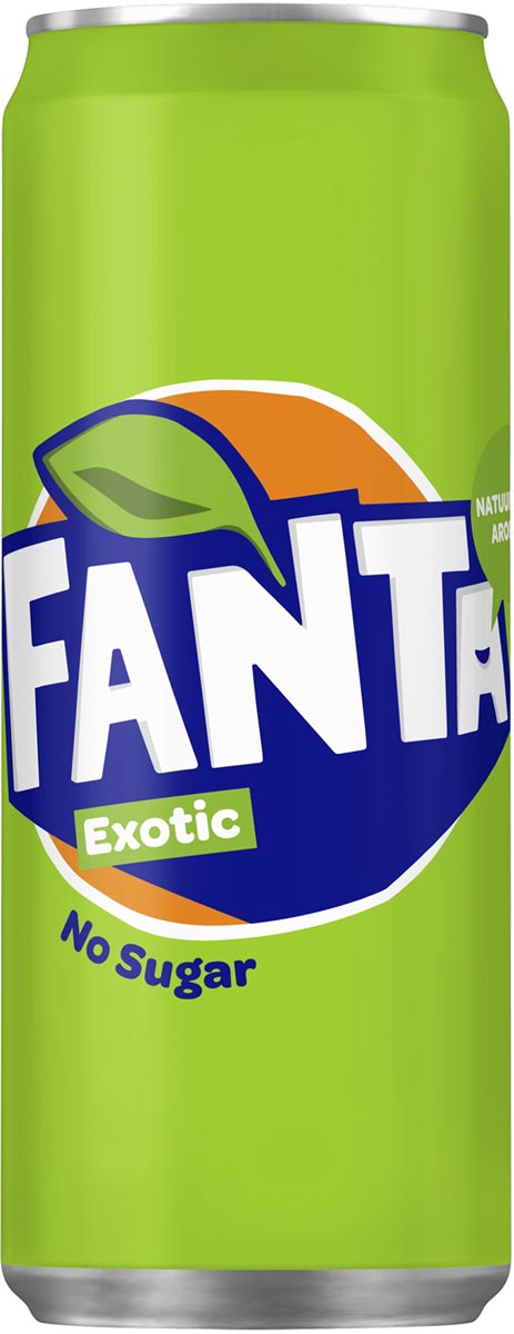 Fanta - Boisson gazeuse Exotique Sans Sucre, canette épurée de 33 cl, paquet de 24