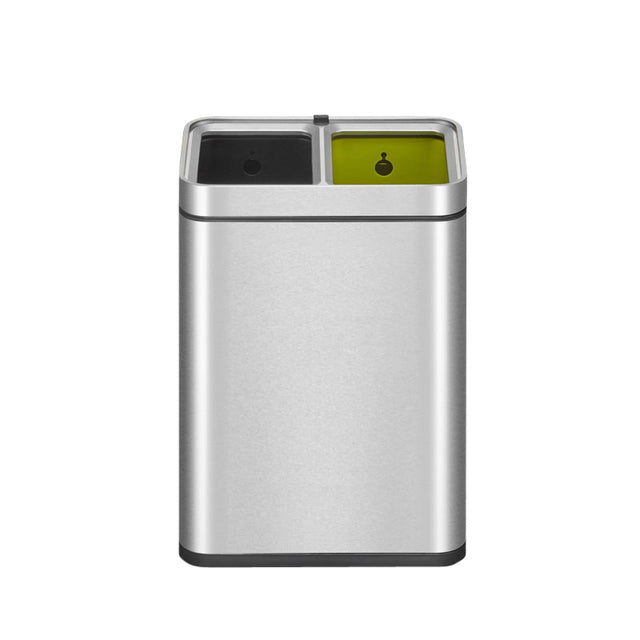 Eko -  Afvalbak  laguna slim inwerpopening 2x10l rvs