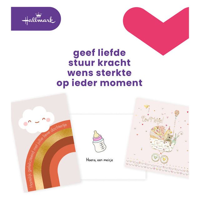 Hallmark - Wenskaart hallmark navulset geboorte dochter 6 st