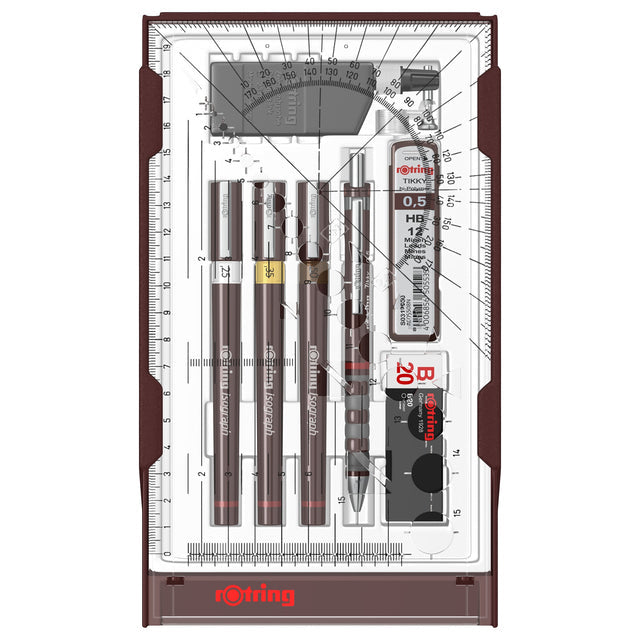 Rotring - Ensemble universitaire de 9 isographies 0,25 mm / 0,35 mm / 0,5 mm