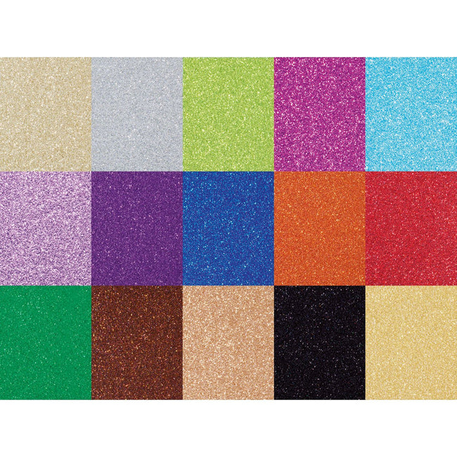Folia Paper - Glitzerkarton Folia 50x70cm 300gr 15 Blatt 15 Farben