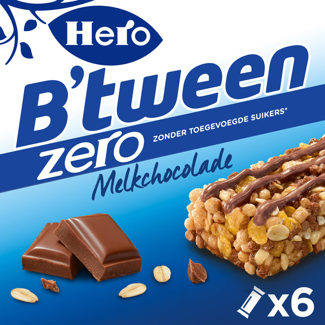 Hero - Snack B'tween Milchschokolade Null 6er-Pack Riegel 20gr | 10 Stück