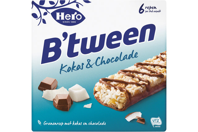 Hero - Snack B'tween chocolat à la noix de coco 6pack barre 25gr | 10 pièces