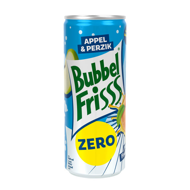 Dubbelfrisss - Dubbelfrisss Bubbelfrisss Appel Perzik Zero 25 cl, pak van 12 stuks