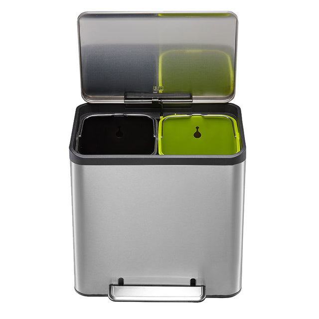 EKO - Poubelle à pédale EcoCasa Recycler 15+15 litres en acier inoxydable