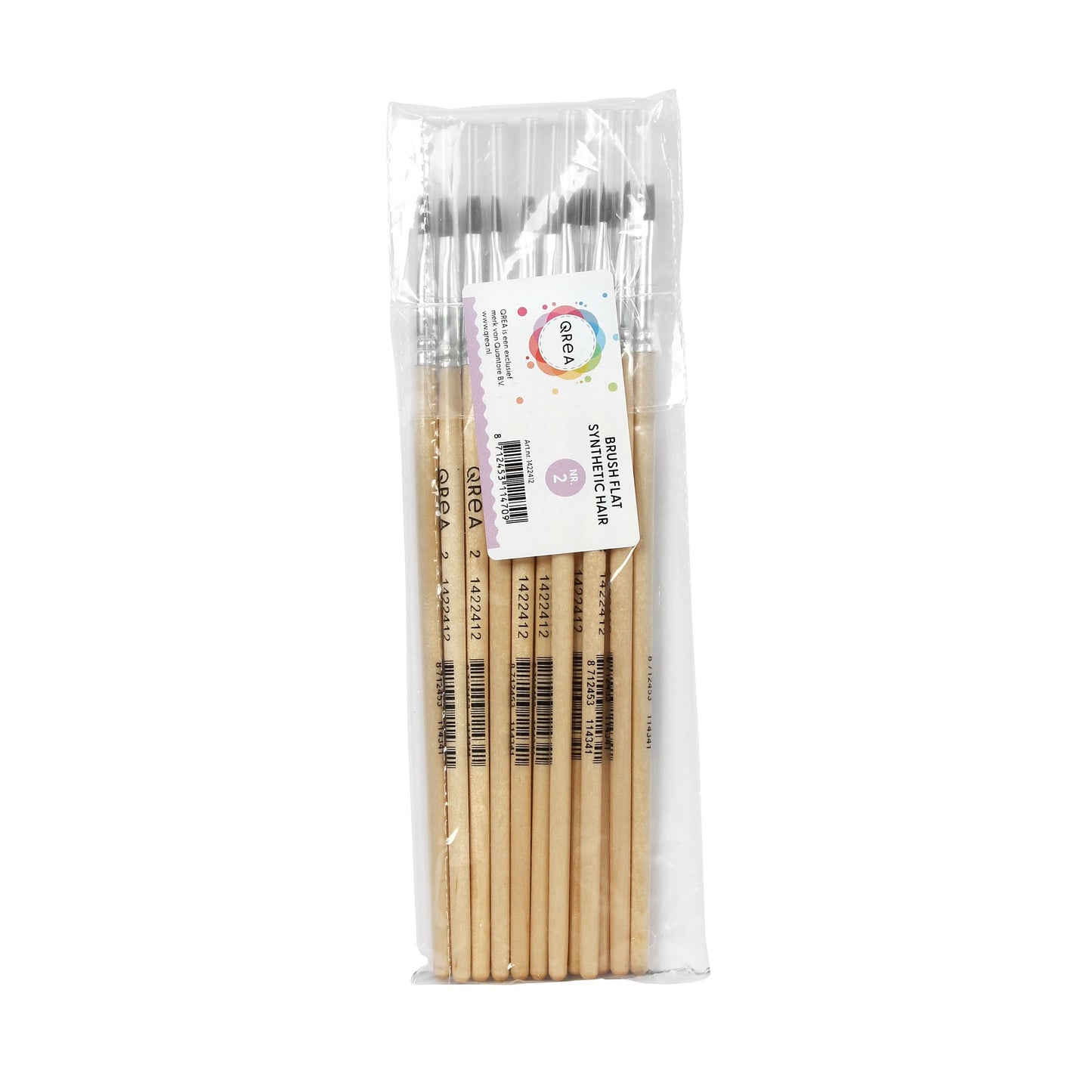 Qrea - Brosse cheveux synthétiques no. 2 largeur 4,3 mm