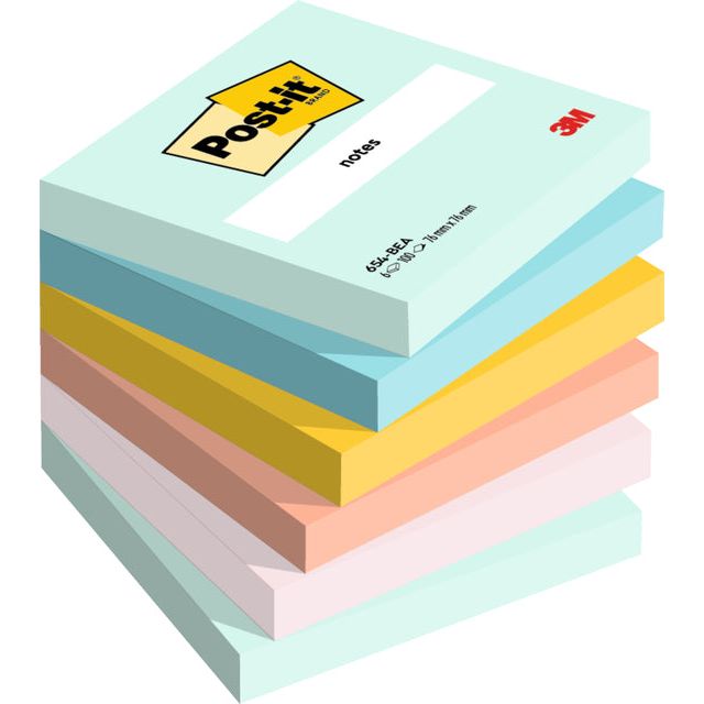 Post-it-Memolok 3M Post-It 654 76x76mm Couleur en bordure de plage | 12 pièces