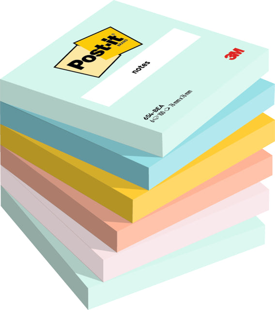 Post-it - Bloc mémo 3m 654 76x76mm couleur bord de mer | 12 pièces