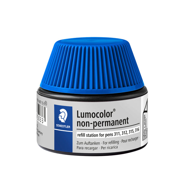 Staedtler -  Viltstiftvulling Lumocolor non-permanent 15ml blauw