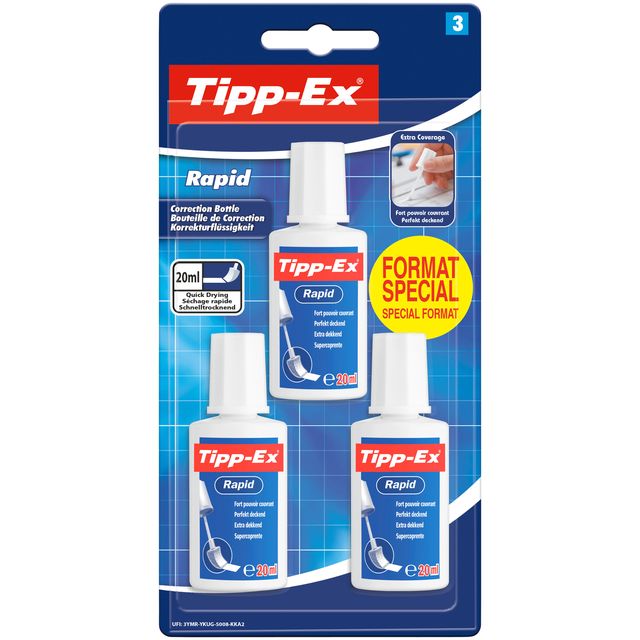 Tipp-Ex - Fluide correcteur 20ml blister de 3 pièces