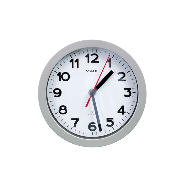 MAUL - Horloge murale Step RC Ø20x5cm plastique argent/blanc