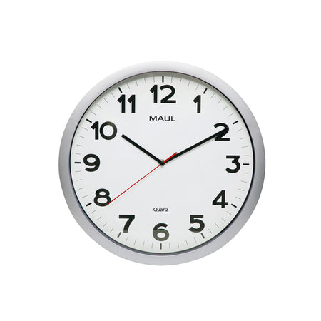 MAUL - Wanduhr Step Quartz Ø40x5cm Kunststoff silber/weiß, geräuschlos rotierend