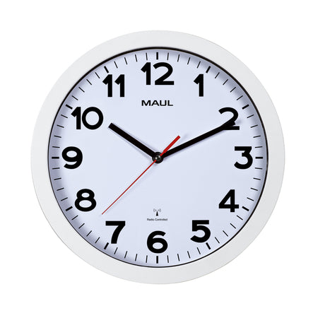 Maul - Wanduhr Step RC Ø30x5cm Kunststoff weiß/weiß