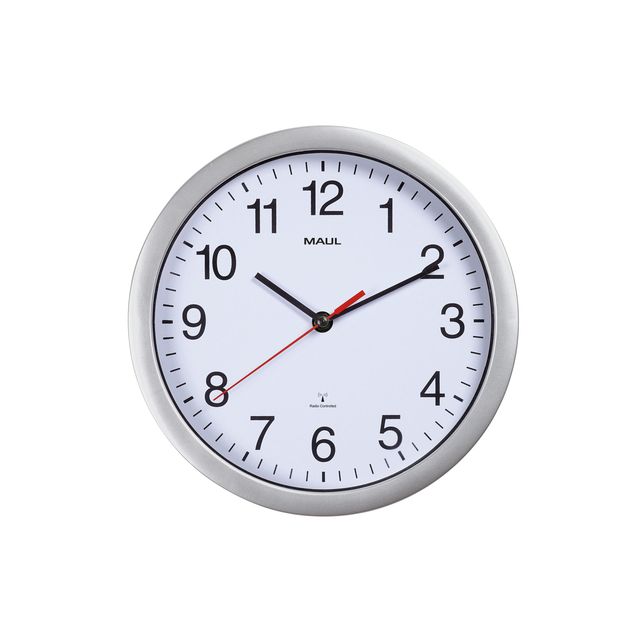 Maul - Horloge murale Run RC Ø25x5cm plastique argent/blanc incl. batterie