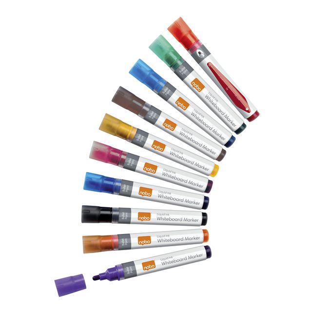 Nobo - Marqueur tableau blanc Encre liquide rond assorti 3mm 10 pièces