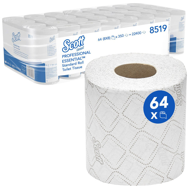 Scott - Papier de toilette 8519 ESS. 2 couches 350 feuilles blanches