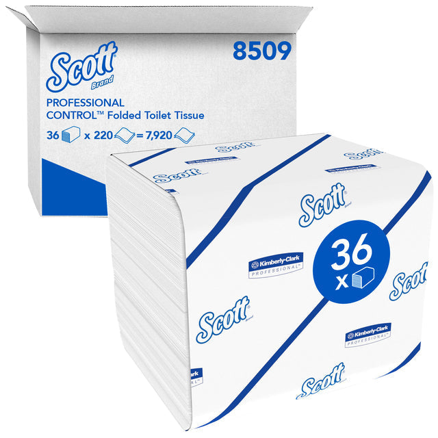 Scott - Papier de toilette 8509 Contrôle pliant 2 à couche blanche