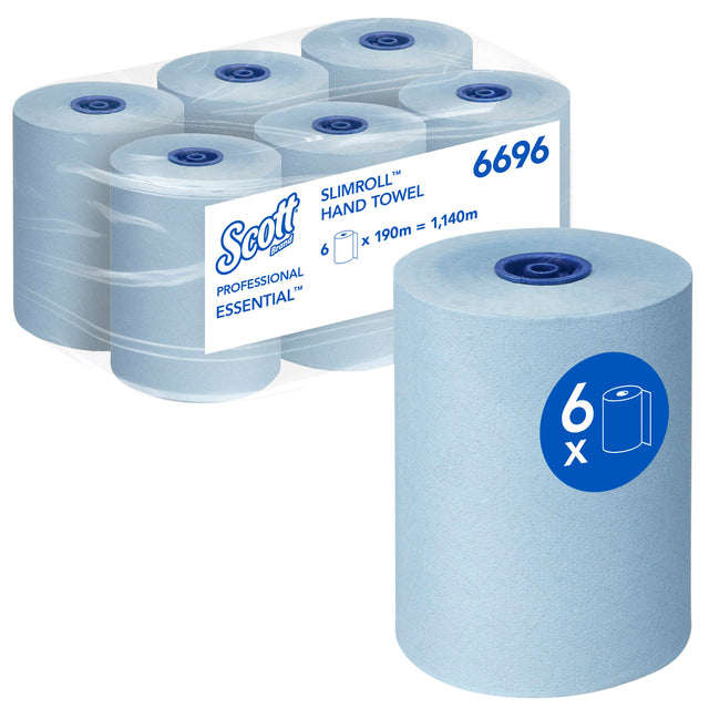 Scott - Rouleau de serviettes slimroll 1 couche 190m bleu