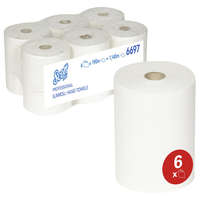 Scott - Handdoekrol slimroll 1laags 190m wit 6697