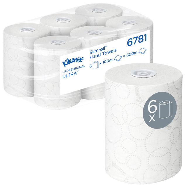Kleenex - Rouleau de serviettes ultra slimroll 2 couches 100m blanc