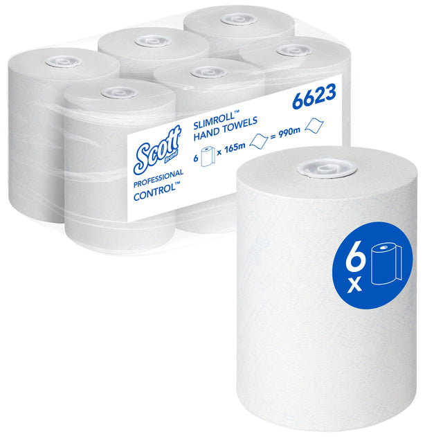 Scott - Rouleau de serviette contrôle slimroll 1 couche 6623