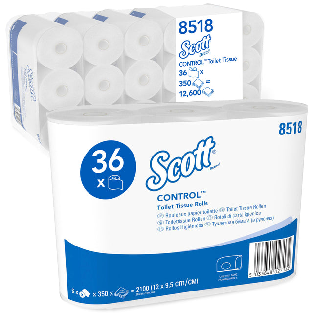 Scott - Contrôle du papier toilette 3 couches 350 feuilles blanc