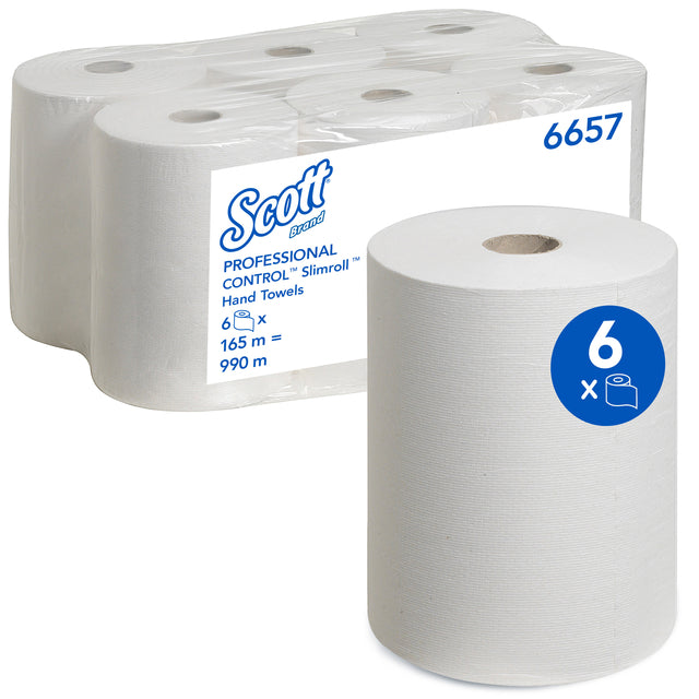 Scott - Handtuchrolle 6657 Slimroll 1 Schicht 165 m Weiß