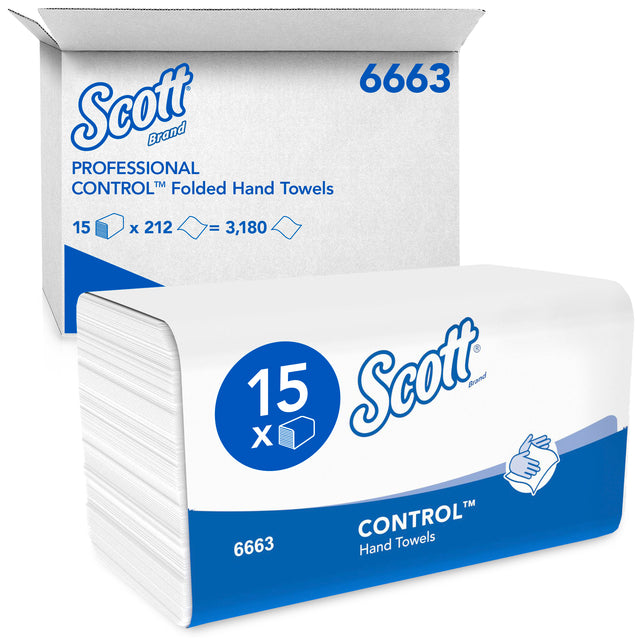 Scott - Serviette contrôle 1 couche 215x315mm blanc