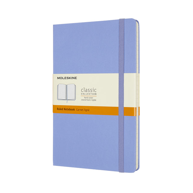 Moleskine - Carnet grand format 130x210mm ligne couverture rigide bleu hortensia