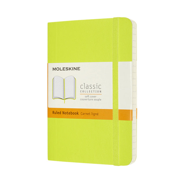 Moleskine - Carnet pochette 90x140mm ligne couverture souple vert citron