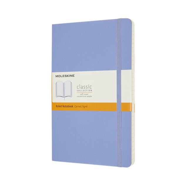 Moleskine - Carnet grand format 130x210mm ligne couverture souple bleu hortensia