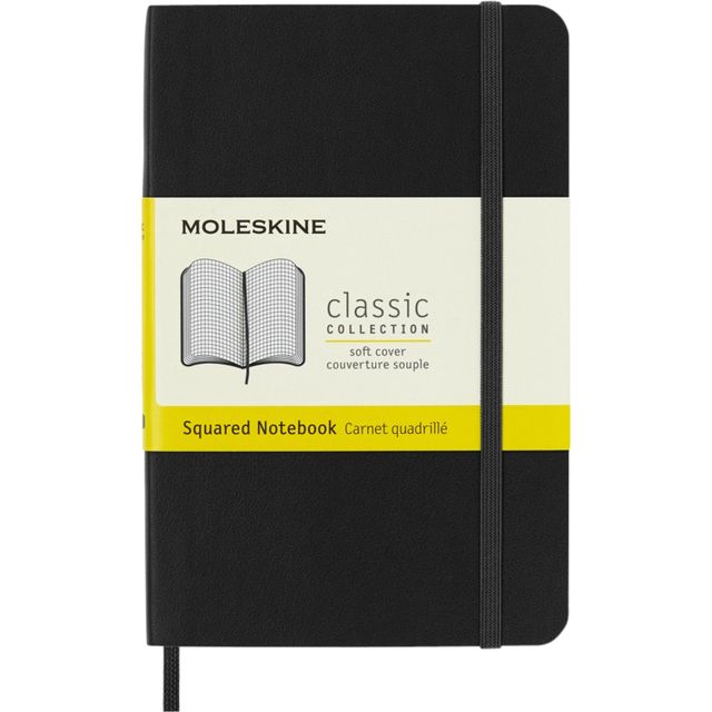Moleskine -  Notitieboek  pocket 90x140 ruit 5x5 sc zw