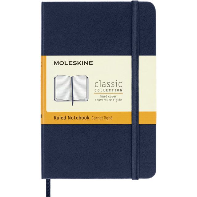 Moleskine - Notebook, ft 9 x 14 cm, doublé, couverture dure, 192 feuilles, saphir