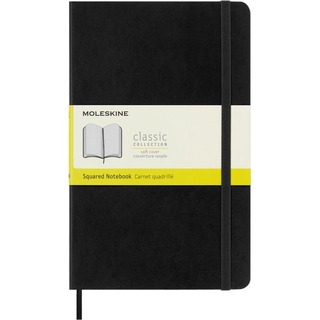Moleskine -  Notitieboek  large 130x210 ruit 5x5 sc zw