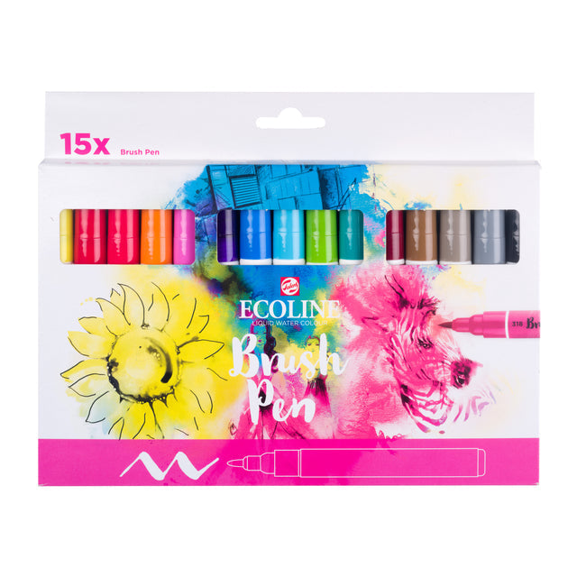 TALENS - Brushpen Ecoline Set 15 pièces Assorti | 3 pièces