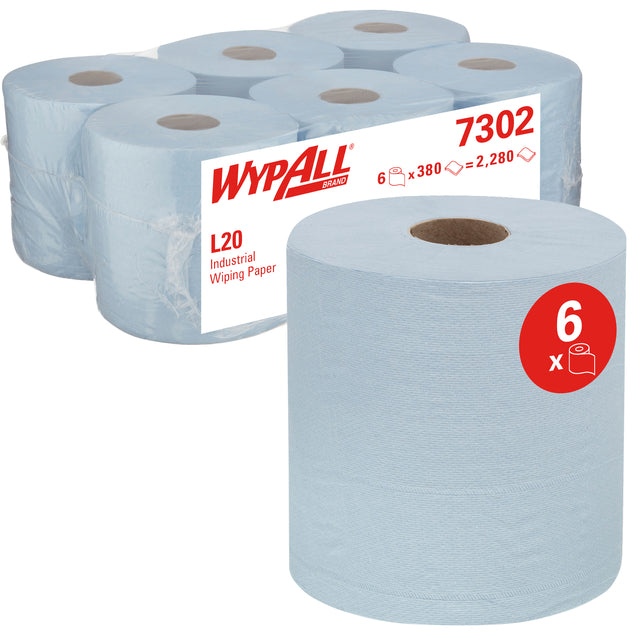 Wypall - Poetsrol 7302 L20 2 -LAAGS 144M 380VEL BLAUW