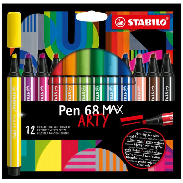 Stabilo -  Pen 68 MAX, ARTY etui 12 kleuren (768/24, 58, 56, 48, 54, 33, 36, 57, 32, 26, 45, 46)