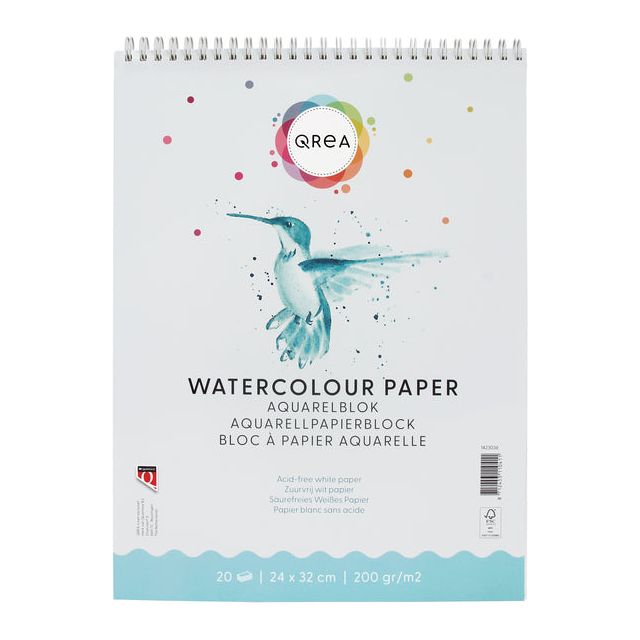 Qrea - Aquarelblok 24x32 20vel 200gr spiraal | 5 stuks