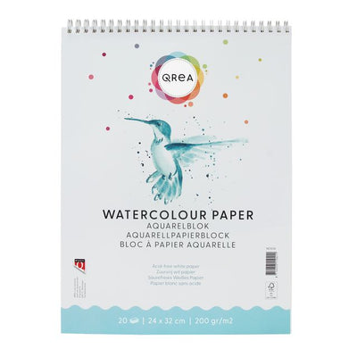 Qrea - Aquarellblock 24x32 20 Blatt 200gr Spirale | 5 Stück