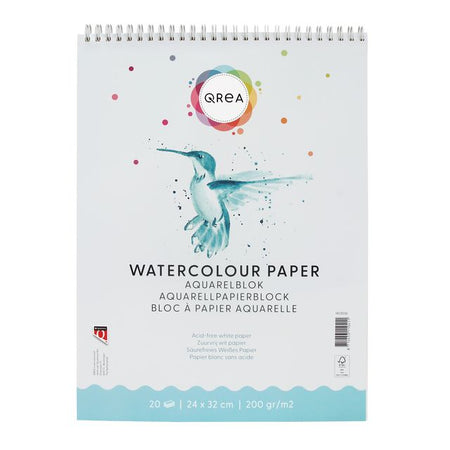 Qrea - Bloc aquarelle 24x32 20 feuilles spirale 200gr | 5 pièces
