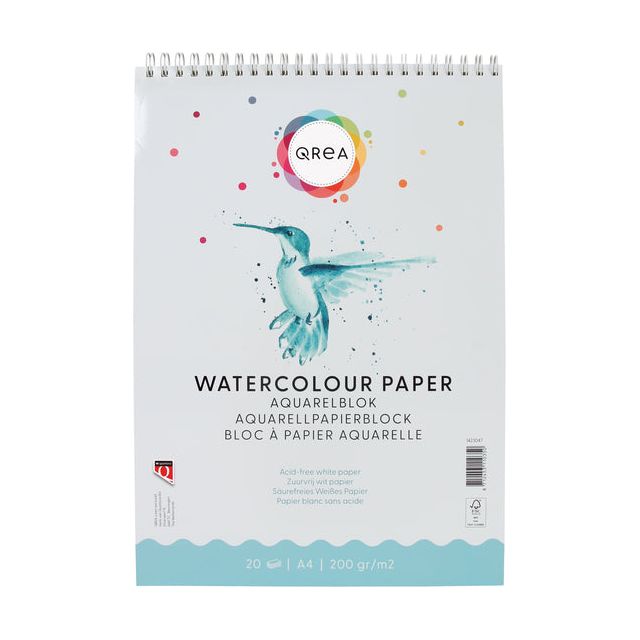 Qrea - Aquarelblok a4 20vel 200gr spiraal