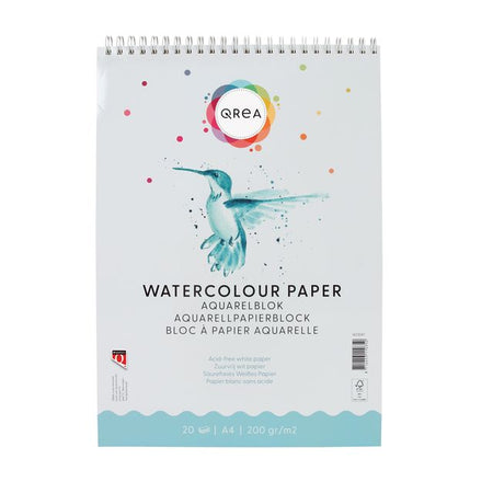 Qrea - Bloc aquarelle A4 20 feuilles spirale 200gr