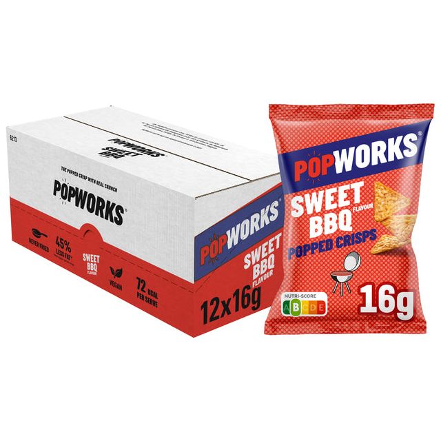 PopWorks - Chips PopWorks Sweet BBQ 16gr | 12 Stücke