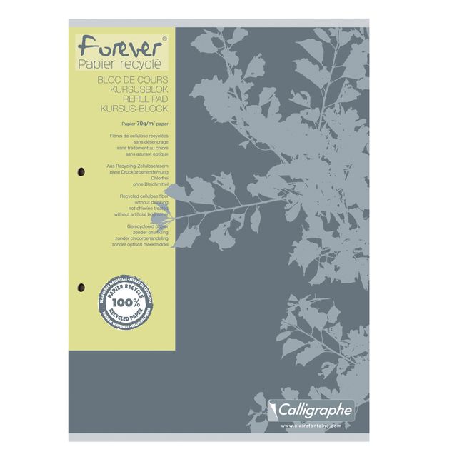 Clairefontaine -  Cursusblok Forever Calligraphe A4 ruit 5x5mm 2-gaats 200 pagina's 70gr grijs | 5 stuks